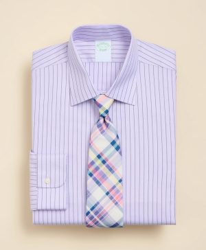 Brooks Brothers Explorer Collection Non-Iron Twill Ainsley Collar, Pinstripe Dress Shirt