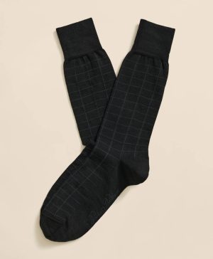 Wool-Blend Windowpane Socks