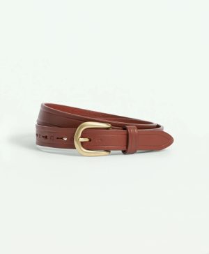 Genuine Leather Belt with Brass Toned Buckle