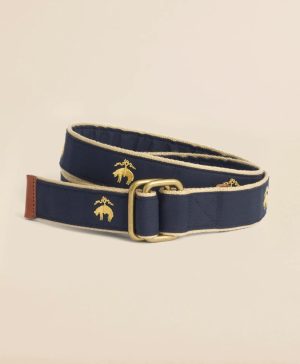 Embroidered Leather Tab D-Ring Belt