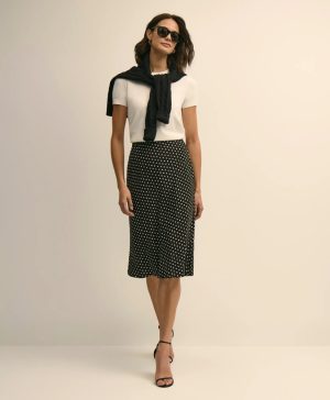Dot-Print Slip Skirt
