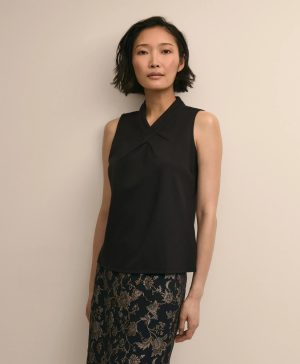 Cross-Neck Sleeveless Knit Top
