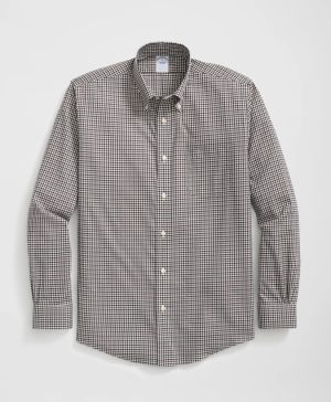 Stretch Supima ® Cotton Non-Iron Twill Polo Button Down Collar Checked Shirt
