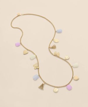 Gold-Tone Long Charm Necklace