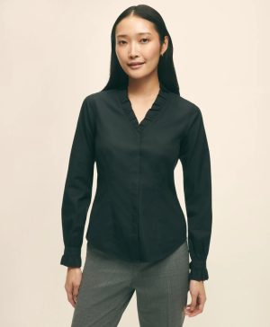 Fitted Non-Iron Stretch Supima ® Cotton Ruffle Dress Shirt