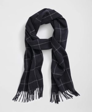 Cashmere Windowpane Fringe Scarf