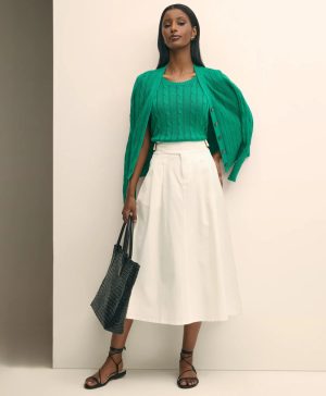 Linen Cable V-Neck Cardigan