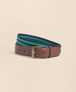 Webbed Cotton Belt With Brass-Tone Buckle