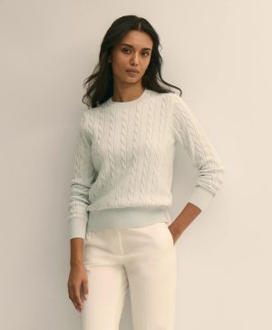 Supima ® Cotton Cable Crewneck Sweater