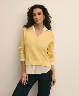 Supima ® Cotton Layered Sweater-Shirt