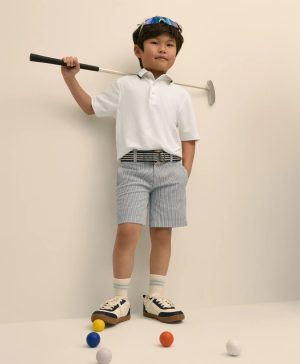 Boys Stretch Cotton Seersucker Shorts
