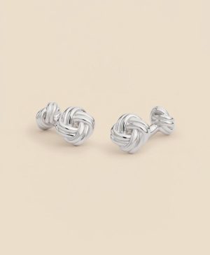 Sterling Silver Rhodium-Plated Knot Cufflinks