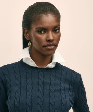 Supima ® Cotton Cable Crewneck Sweater