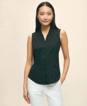 Fitted Non-Iron Stretch Supima ® Cotton Ruffle Shirt