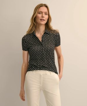 Jersey Dot-Print Polo Shirt