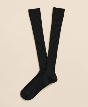 Merino Wool Blend Over-the-Calf Ribbed Socks