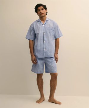 Cotton Broadcloth Plaid Short Pajamas