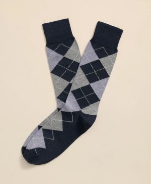 Cotton Blend Argyle Socks