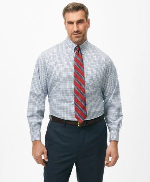 Stretch Supima ® Cotton Non-Iron Twill Polo Button Down Collar, Bold Check Dress Shirt