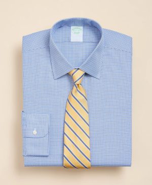 Brooks Brothers Explorer Collection Non-Iron Twill Ainsley Collar, Mini Check Dress Shirt