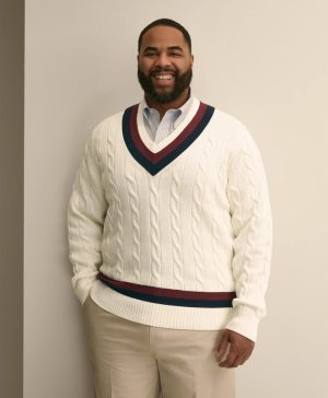 Big & Tall Supima ® Cotton Cable Tennis Sweater