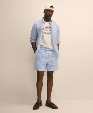 Cotton Oxford Stripe Lounge Shorts