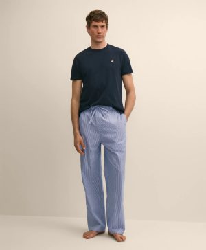 Cotton Broadcloth Striped Lounge Pants