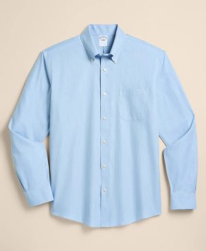 Stretch Supima ® Cotton Non-Iron Twill Polo Button Down Collar, Heathered Sport Shirt