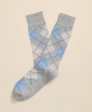 Linen-Cotton Blend Argyle Socks