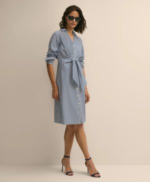 Supima ® Cotton Striped Tie-Waist Shirt Dress