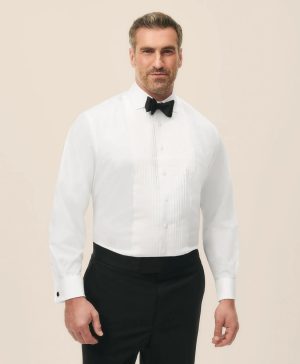 Big & Tall Supima ® Cotton Poplin English Collar, 10-Pleat Tuxedo Shirt