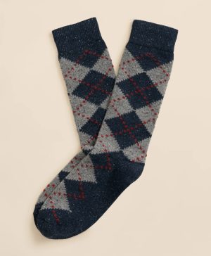 Wool-Silk Blend Argyle Socks