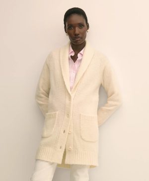 Alpaca-Wool Blend Shawl Collar Tunic Cardigan