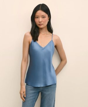 V-Neck Cami in Washable Silk Charmeuse