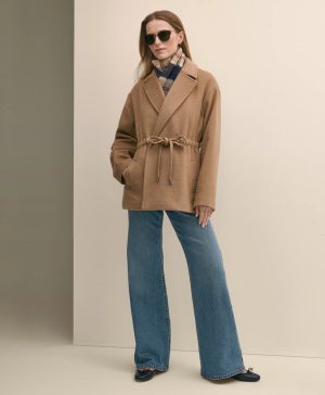 Wool Blend Double-Faced Drawcord Waist Coat
