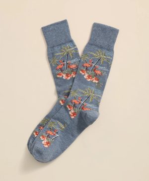 Cotton Blend Flamingo Motif Socks