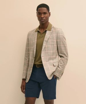 Classic Fit Cotton-Silk-Linen Gingham 1818 Sport Coat