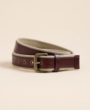 Cotton Webbed, Leather Overlay Belt