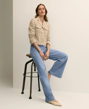 Cotton-Blend Shimmer Tweed Cropped Jacket