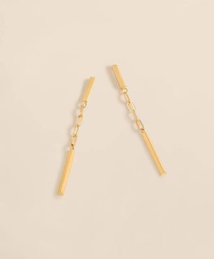14k Gold Paperclip Drop Earrings