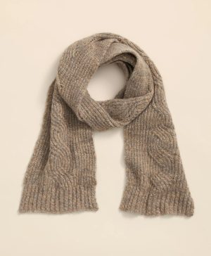 Alpaca-Cotton-Wool Blend Cable Knit Wrap Scarf