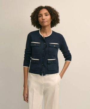 Cotton Tipped 4-Pocket Cardigan