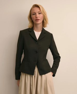 Three-Button Stretch Crepe Blazer