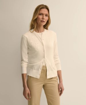Supima ® Cotton Floral Embroidered Cardigan