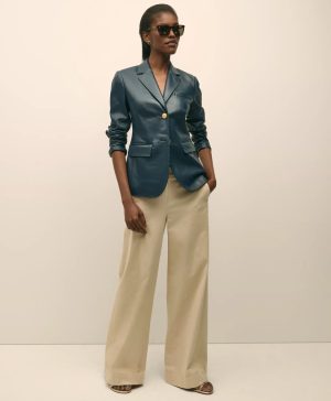 Cotton Twill Wide-Leg Pant