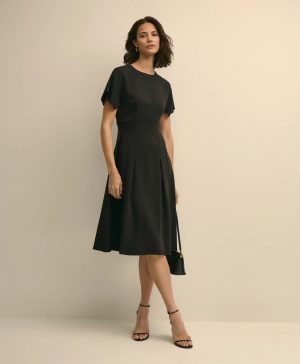 Crepe Viscose Butterfly Sleeve Dress