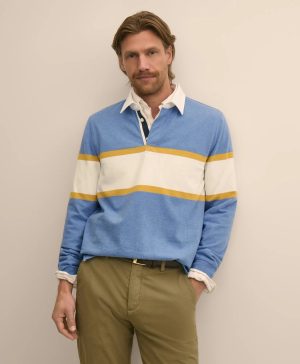 Cotton Chest-Stripe Rugby Shirt
