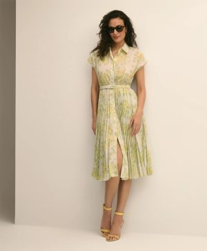 Floral A-Line Belted Shirt Dress