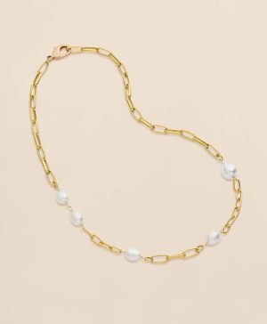 Loni Paul Shell & Pearl Necklace in 14K Plated Gold