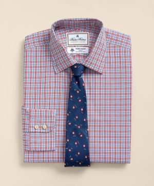 Brooks Brothers X Thomas Mason ® Cotton Poplin Ainsley Collar, Check Dress Shirt